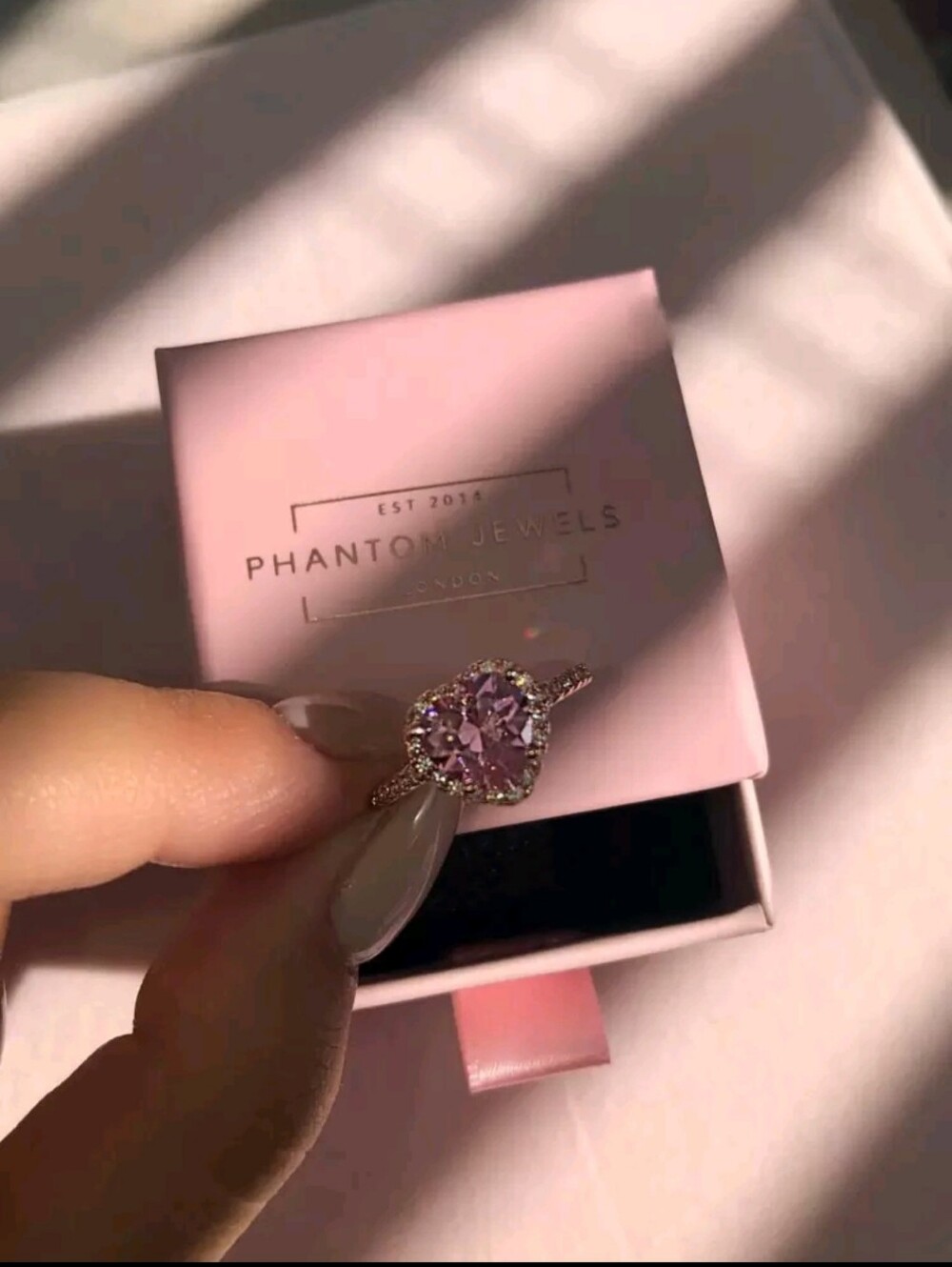 Pink Halo Engagement Ring Cubic Zirconia